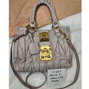 Authentic Miu Miu Matelasse Leather Quilted Bag in Soft Pink